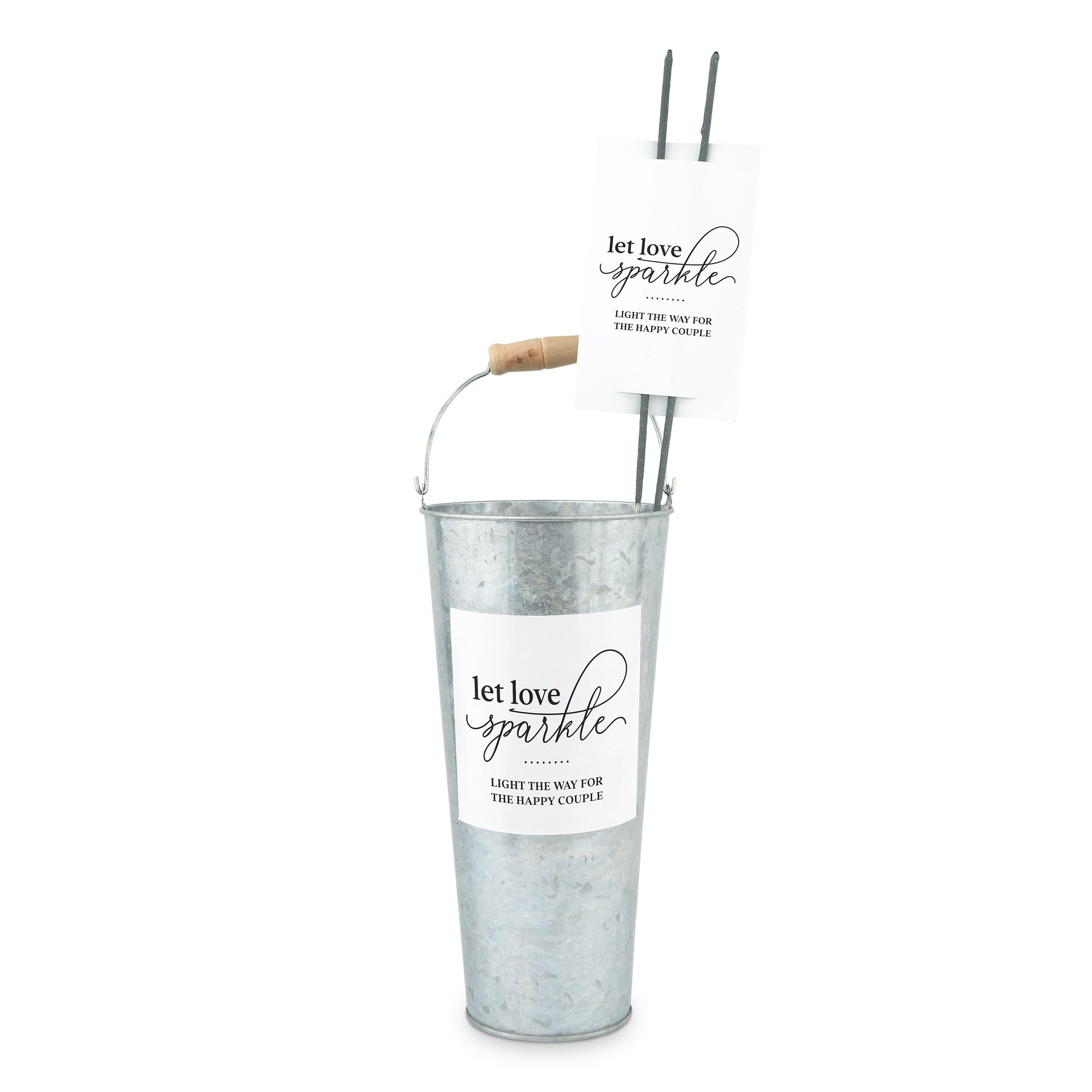 Weddingstar Wedding Sparkler Send-Off Kit with Galvanized Tin Bucket | 2 Stickers and 20 Tags - Let Love Sparkle