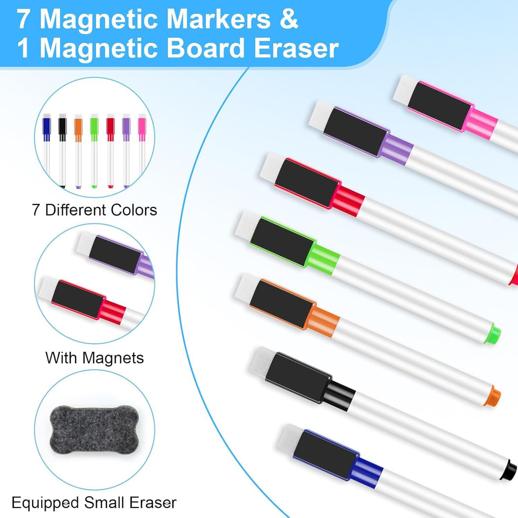 Magnetic Dry Erase Calendar Whiteboard Set (3-Pack) – 1 Monthly Planner 1 Weekly Planner and 1 Whiteboard with 7 Markers & Eraser for Fridge, Wall and Home Organization