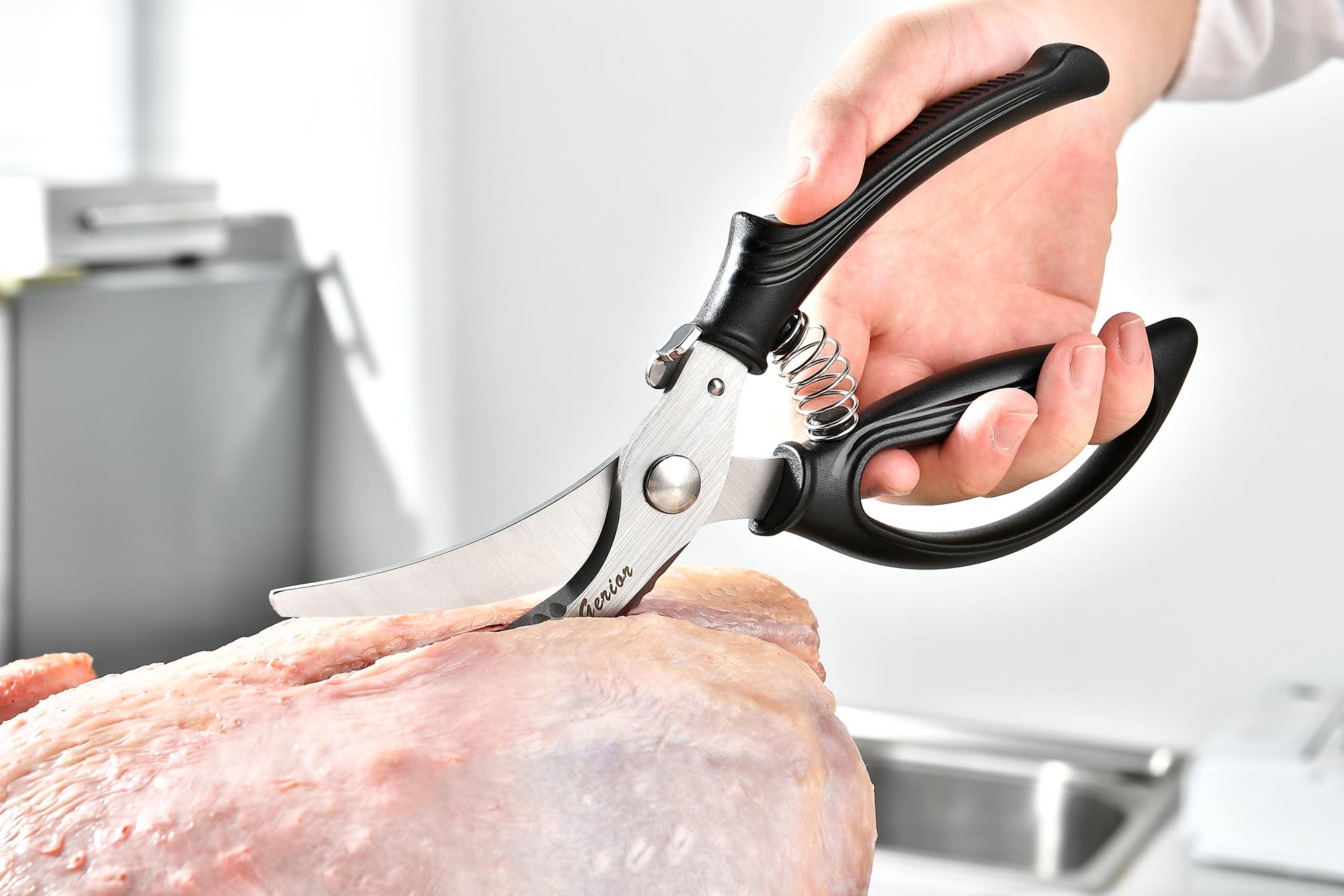 Heavy Duty Poultry Shears - Kitchen Scissors for Cutting Chicken, Poultry, Game, Meat - Chopping Vegetable - Spring Loaded
