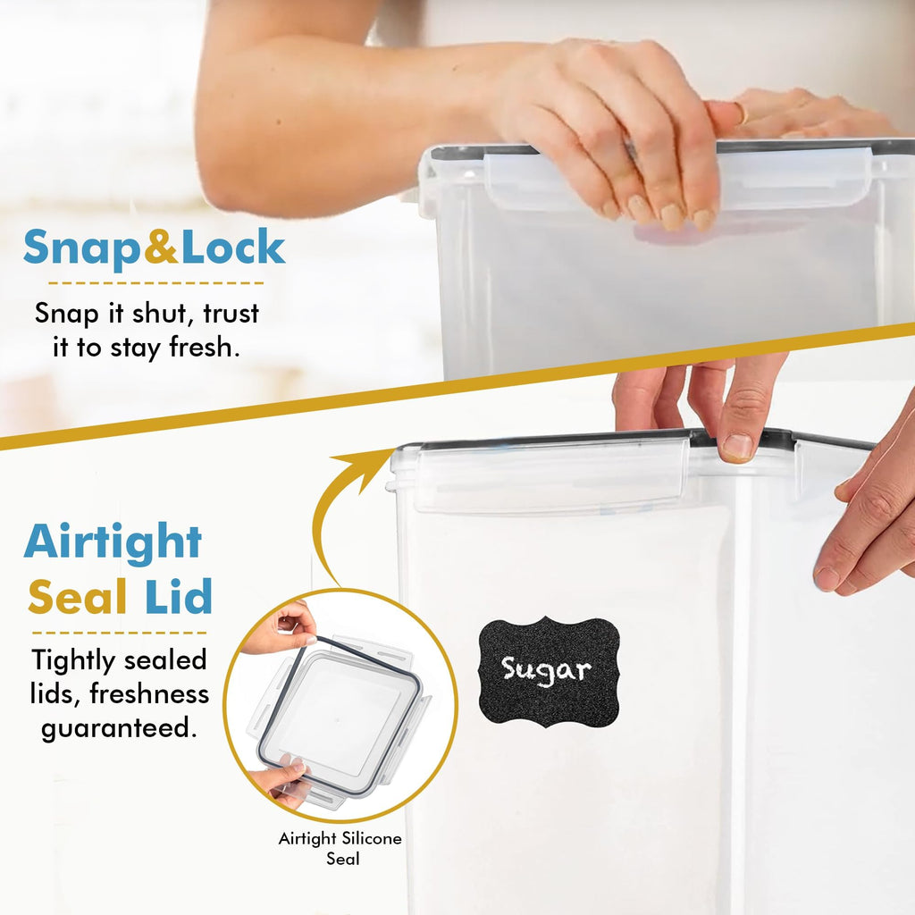 Shazo 2 PC (9.5L | 321 Oz) Flour Sugar Storage Containers - Plastic Extra Large Food Storage Containers with Lids, BPA Free Airtight Kitchen Canister Set for Rice, Cereal & Pasta