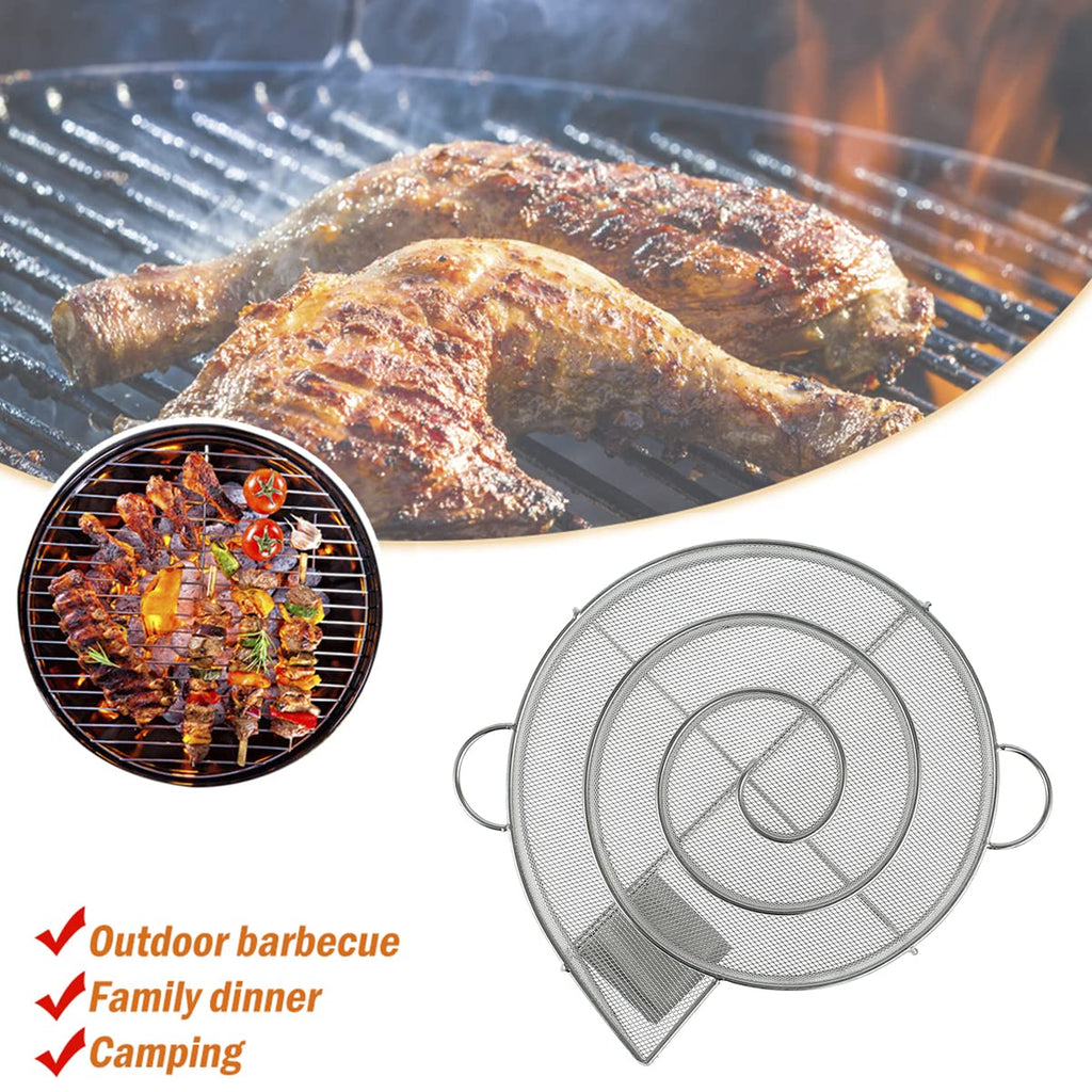 Cold Smoke Generator for BBQ Grill or Smoker Wood Dust Hot and Cold Smoking Salmon Meat Burn, Stainless Steel Pellet Smoke Generator with Brush and Hooks, Round Cold Smoker Generator for Kettle