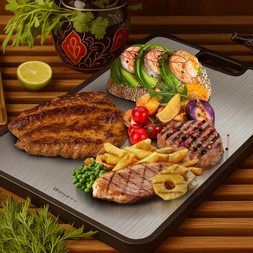 Titanium Cutting Board,100% Pure Titanium Cutting Boards for Kitchen, 2025 New Double Sided Food-Grade CuttingBoard for Meat Vegetable Fruit