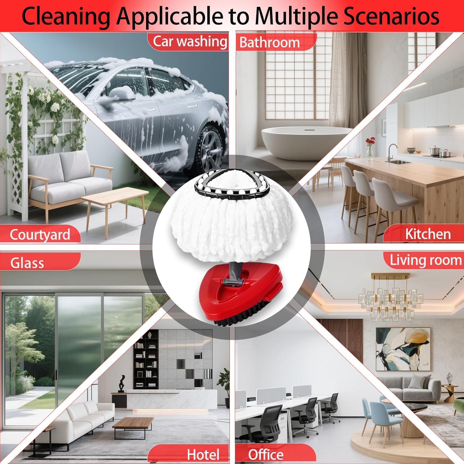 10 Pack-in-1 Reusable Mop Head Replacement for Vileda Easywring 1-Tank System, Microfiber Spin Moop Refills Compatible with Vileda Triangle Mops,Deep Clean Refill, Machine Washable & Easy to Replace