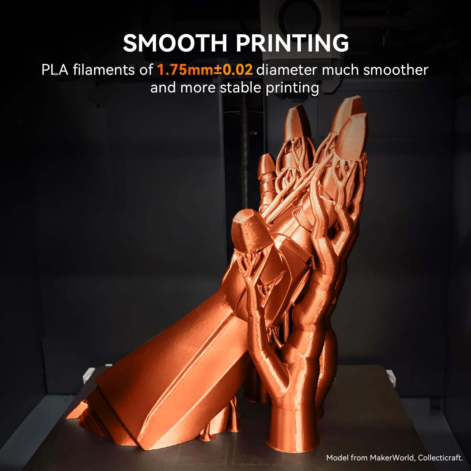 TECBEARS Shiny Silk PLA Filament 1.75mm, Silk Light Gold 1KG, High Gloss Surface 3D Printer Filament, Dimensional Accuracy +/- 0.02mm, 1kg Spool(2.2lbs), Fits for Most FDM 3D Printers
