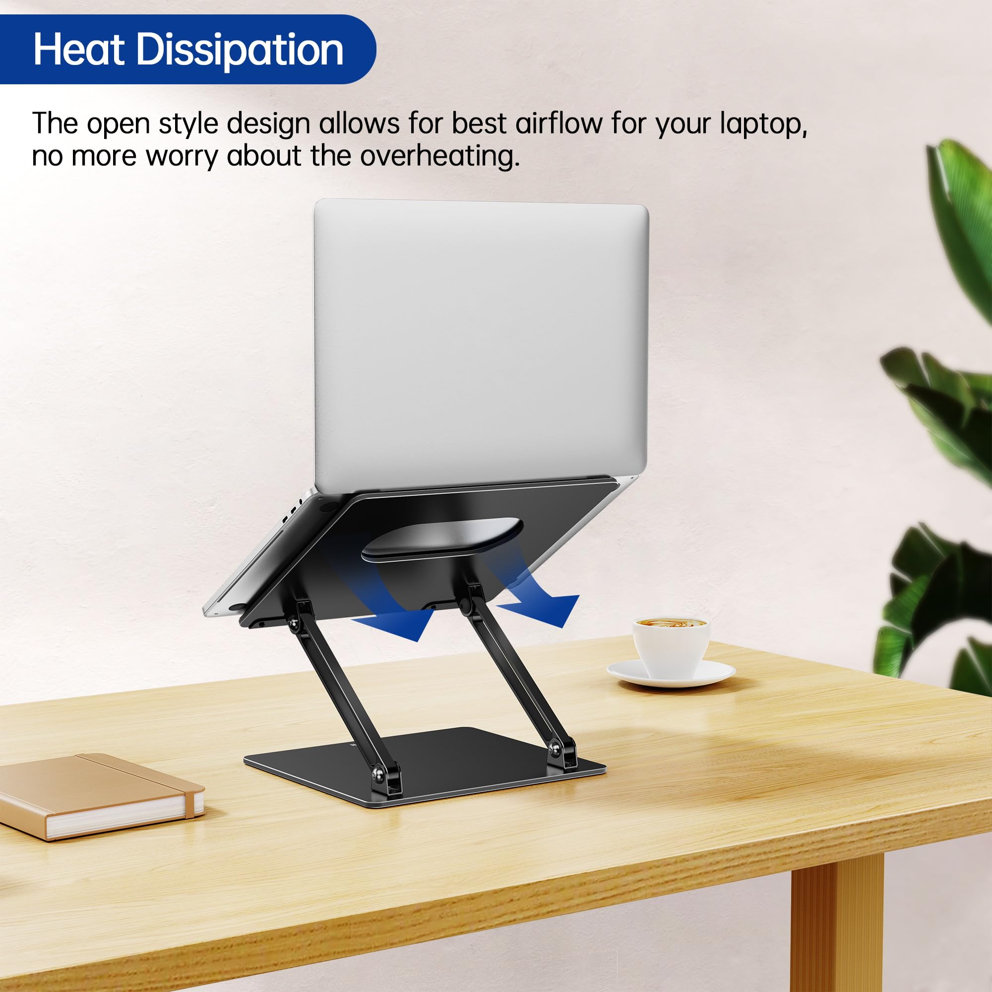 Besign LS10 Laptop Stand for Desk, Ergonomic Adjustable Notebook Tablet Stand, Riser Holder Computer Stand Compatible with Air, Pro, Dell, HP, Lenovo More 10-14" Laptops, Lapdesks (Black)