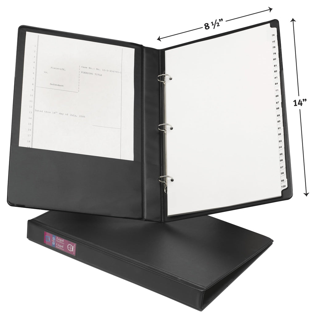 AVERY Legal Sized Binder, 1" Round Rings, Black, 2 Pockets, 175 Sheet Capacity (06400)