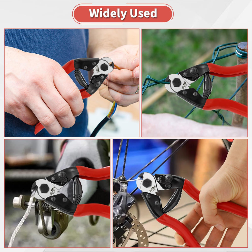 HOUSERAN 8 Inch Wire Rope Cutter, Stainless Steel Cable Cutter, Heavy Duty Wire Cutters Cutting Up to 3/16" for Fence, Wire Seals, Aircraft Cables, Decking, Railing, Bike Bicycle Brake Cable, DIY