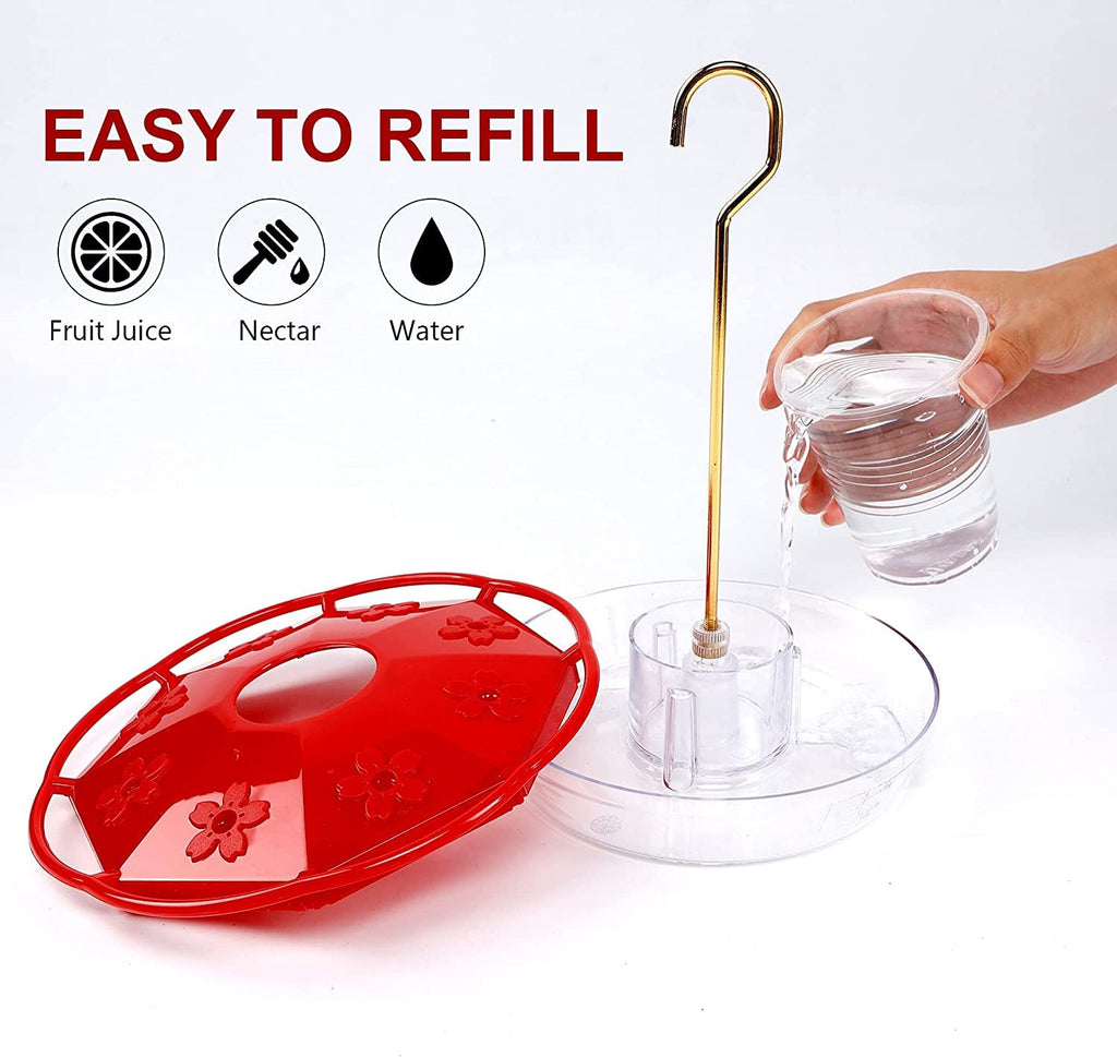 Hummingbird Feeder for Outdoors Hanging, 2 Pack, Leak-Proof, Easy to Clean and Refill, Saucer Humming Feeder for Hummer Birds, Including Hanging Hook, with 5 Feeding Ports