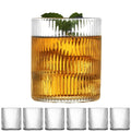 QCKNSO Drinking Glasses Set of 6, 10 oz Ribbed Drinking Glasses, Vintage Glassware Set Cocktail Glass for Water,Beverage,Wine, Cute Glass Cups, Iced Coffee Cup