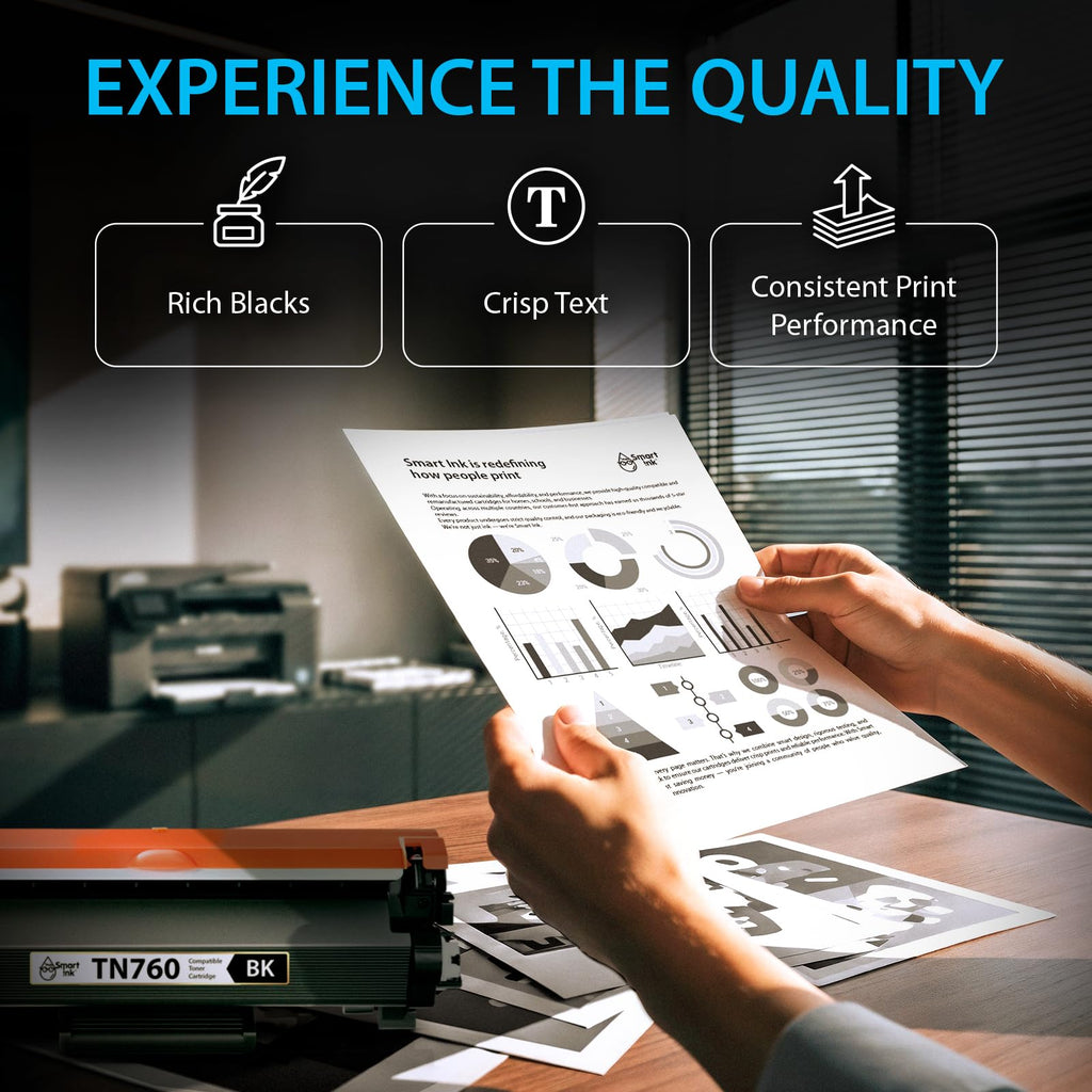 Smart Ink Compatible TN760 Toner Cartridge Replacement for Brother TN 760 TN730 2 Pack (CHIP) to use with HL-L2390DW DCP-L2550DW HL-L2350DW HL-L2370DW MFC-L2710DW HL-L2370DWXL MFC-L2730DW MFC-L2750DW