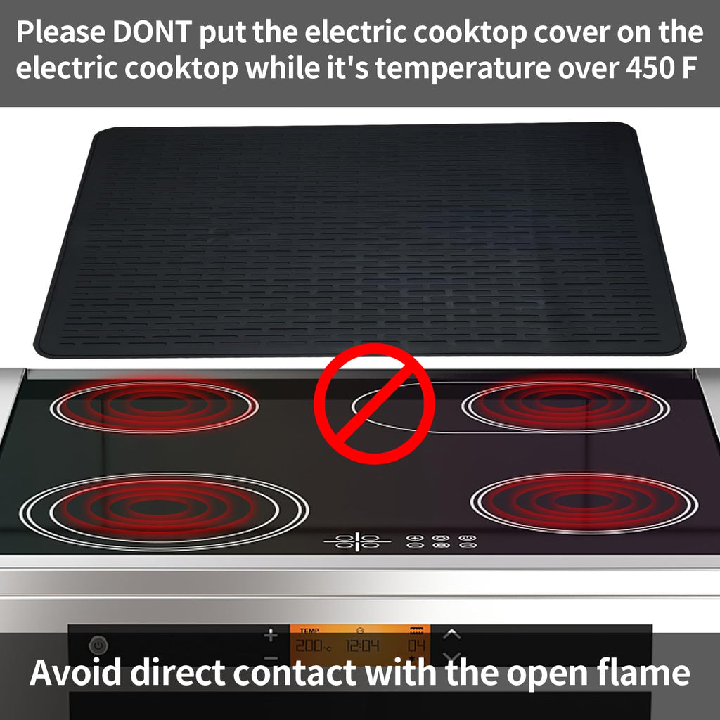 CATECASE Silicone Stove Top Cover for Electric Stove, 36 * 21 inches Extra Large Silicone Dish Drying Mat, Glass Top Stove Cover to Protect Kitchen Counter Surface and Prevent Scratching (Black)