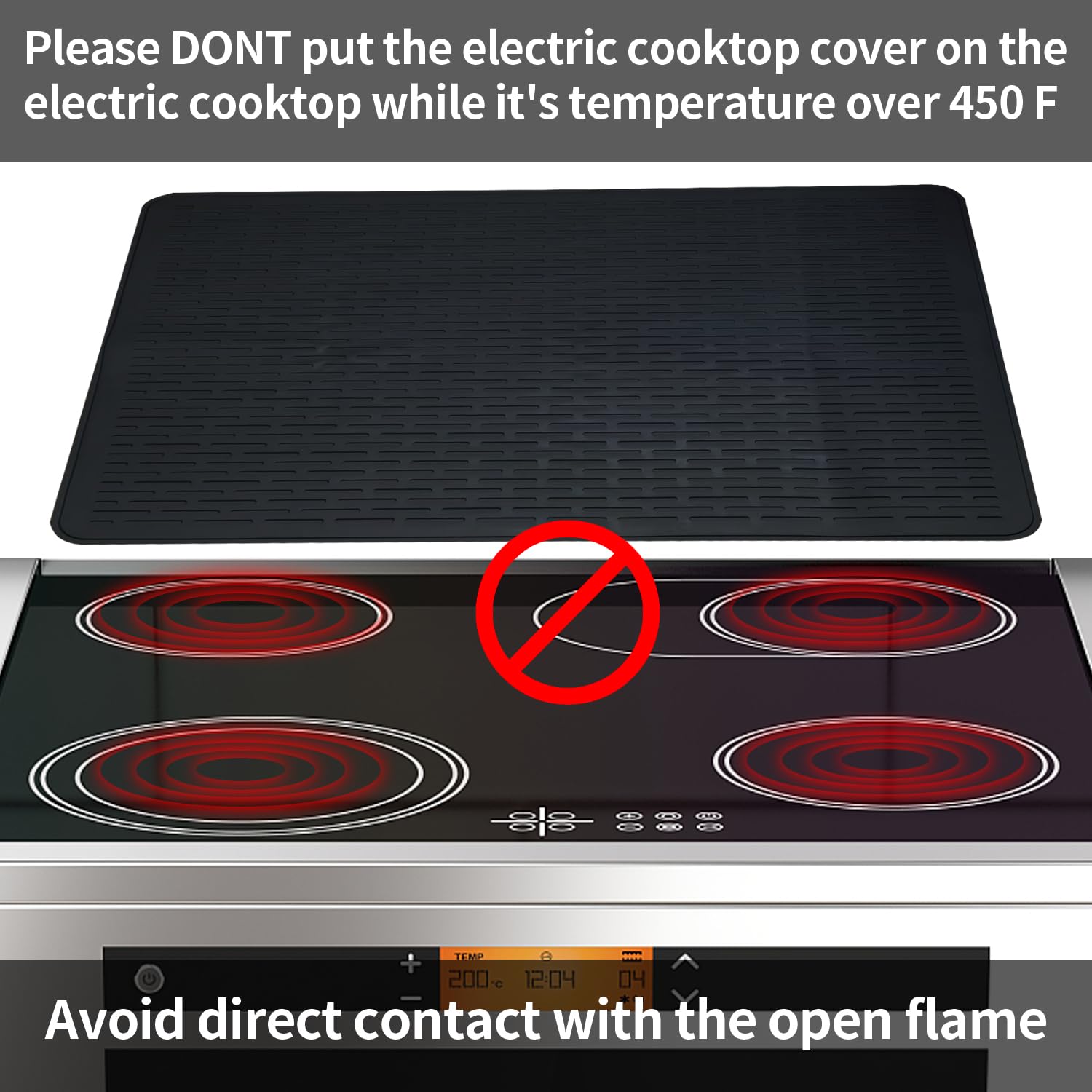 CATECASE Silicone Stove Top Cover for Electric Stove, 36 * 21 inches Extra Large Silicone Dish Drying Mat, Glass Top Stove Cover to Protect Kitchen Counter Surface and Prevent Scratching (Black)