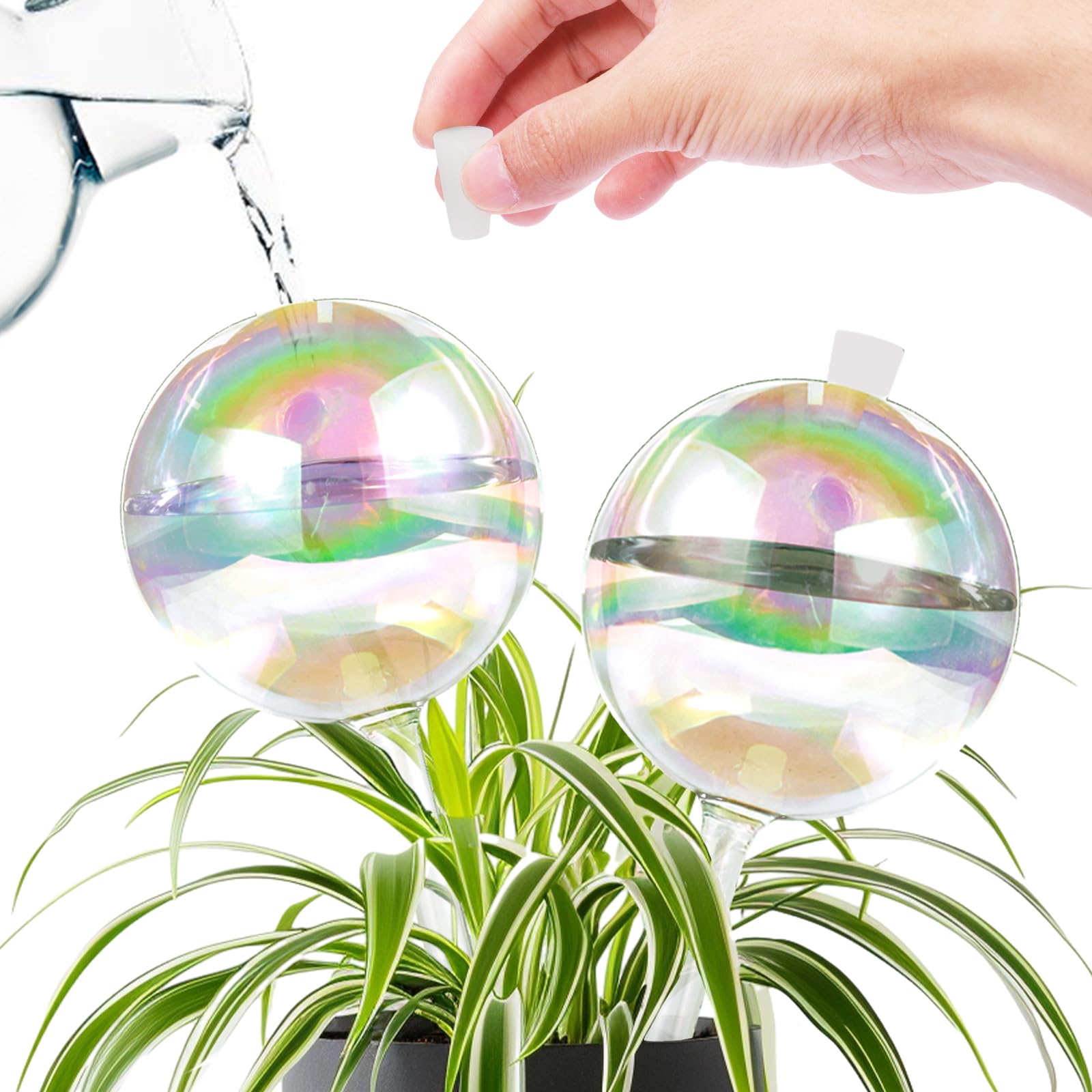 13 oz Up 2 Weeks Large Plant Watering Globes - Self Watering Bulbs for Indoor & Outdoor Plants, Glass Water Globes, Slow Watering for Plants While Away, Self Watering Planter Insert (Large 2-Pack)