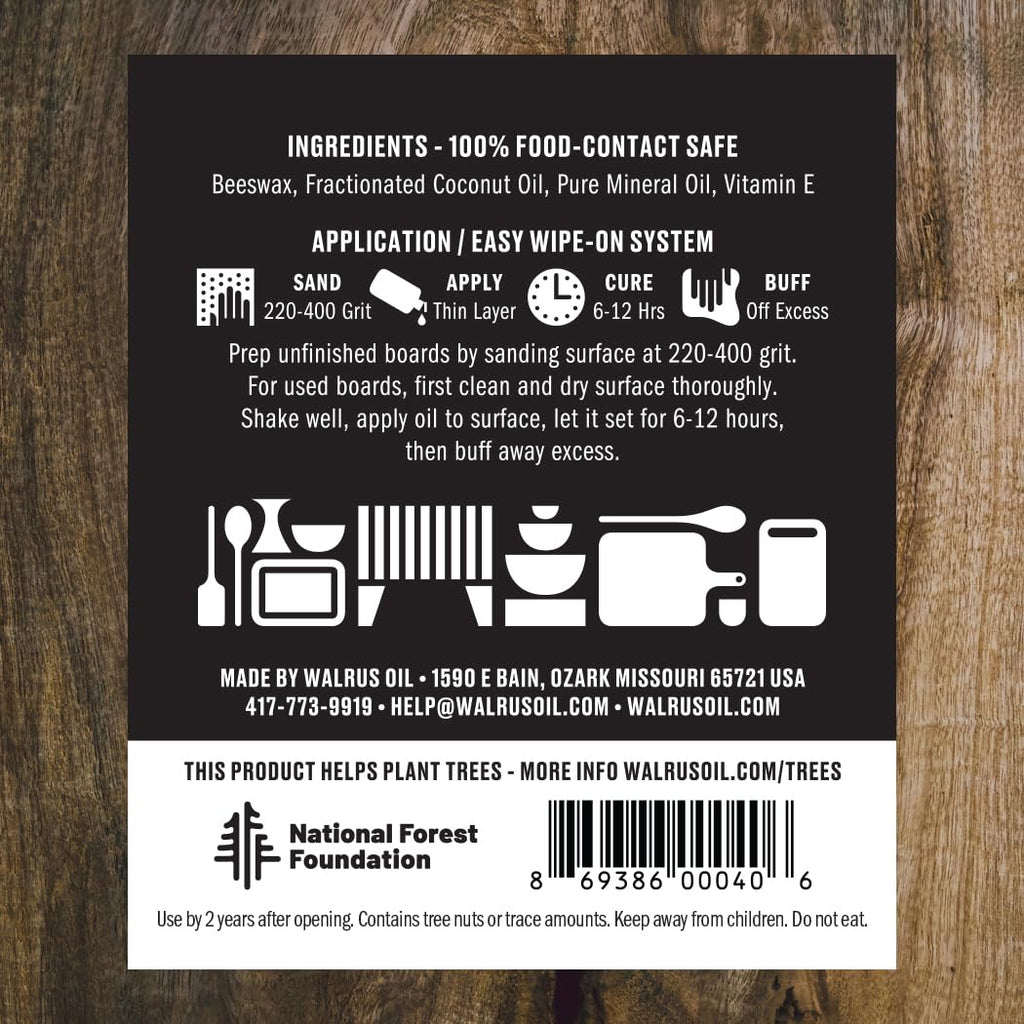 Walrus Oil - Cutting Board Oil and Wood Butcher Block Oil, 8 oz Bottle, FDA Food-Contact Safe