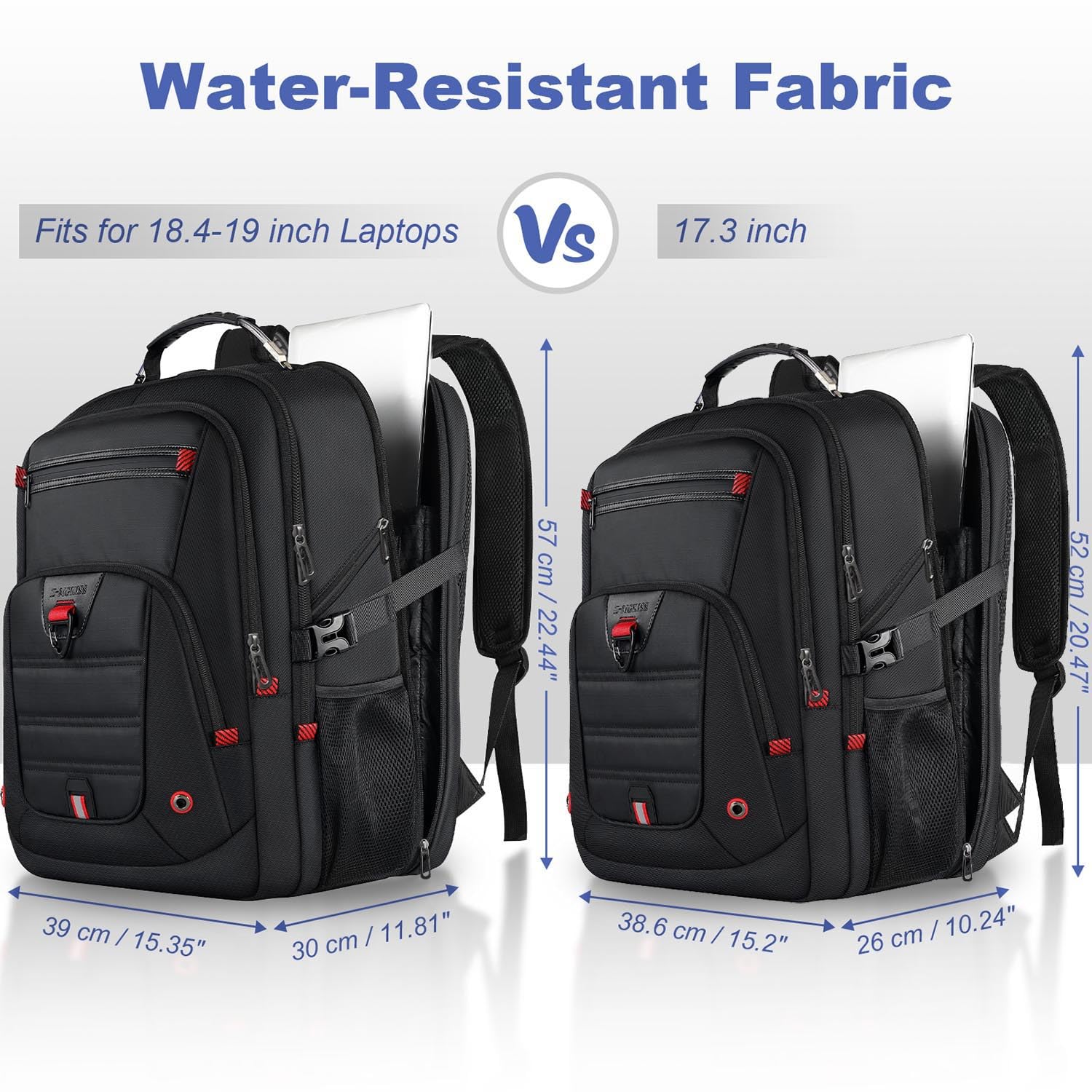 Z-MGKISS Extra Large Travel Backpack, 52L TSA Backpack 17.3 Inch, Anti-Theft 17 Inch Big Business Laptop Backpack for Men & Women, Water Resistant College Rucksack Bag with USB Port, Black