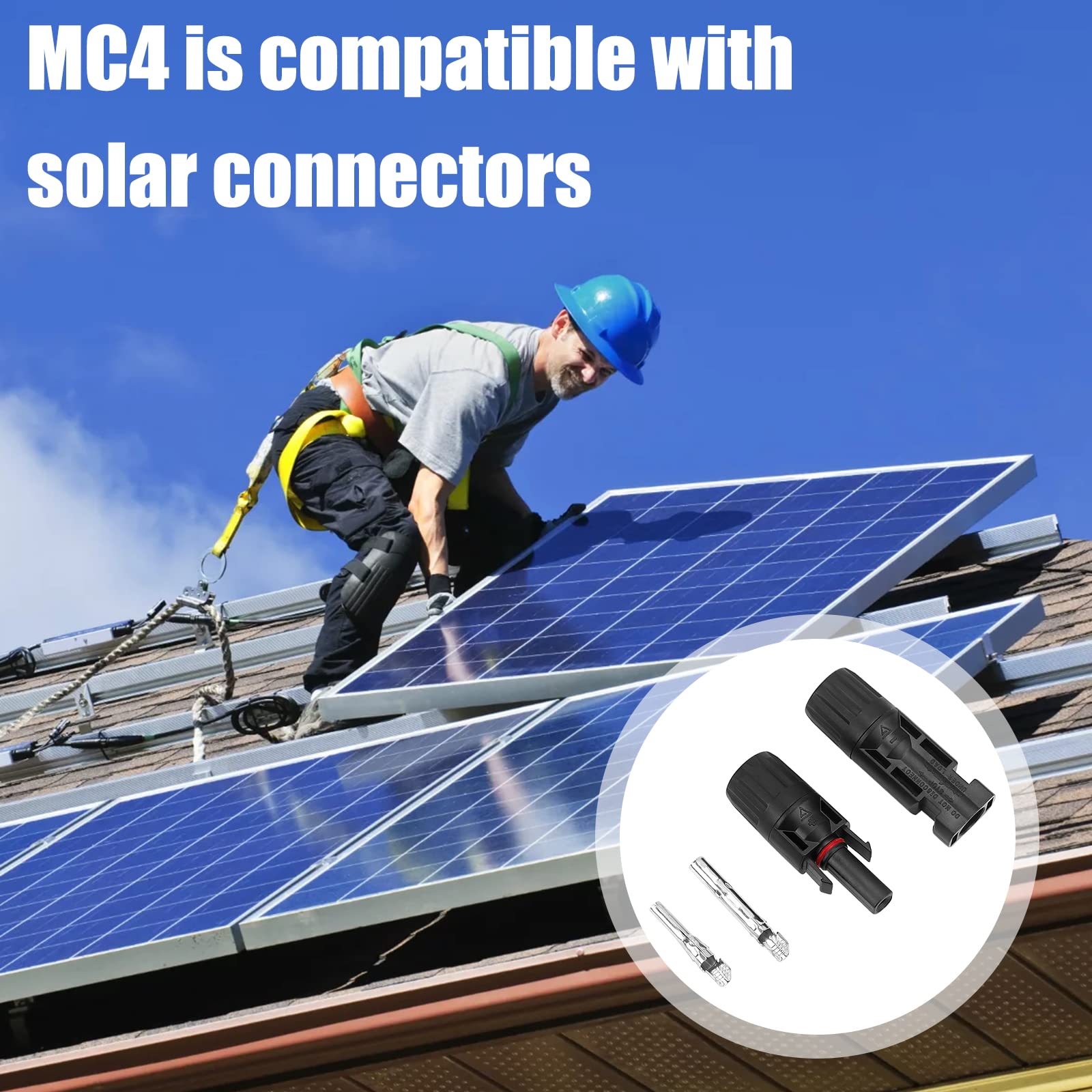 PRECIHW Solar Connectors, 12 Pairs MC4 Connectors, Solar Panel Connectors, IP67 1000V 30A Waterproof Male/Female Solar Panel Cable Connectors (12 Pairs Connectors for 2.5/4/6mm² with 2 Pack Wrenches)