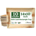 Dtocs Disposable Charcuterie Boards 14x10 Inch (10 Pcs) | Wooden Serving Tray Look Palm Leaf Platters for Food Appetizers, Parties, Catering | Microwavable Serving Platters Alt to Paper, Bamboo