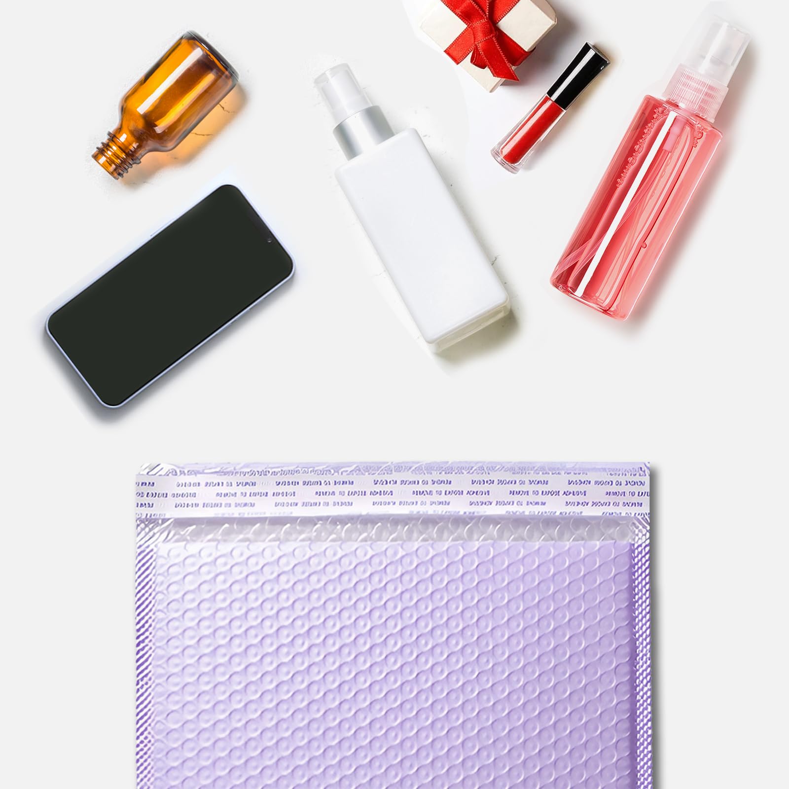 Bubble Mailers Waterproof 5 x 8 inches 50pcs Shipping Envelopes Multicolors Padded Envelopes Self Seal Adhesive (Purple)