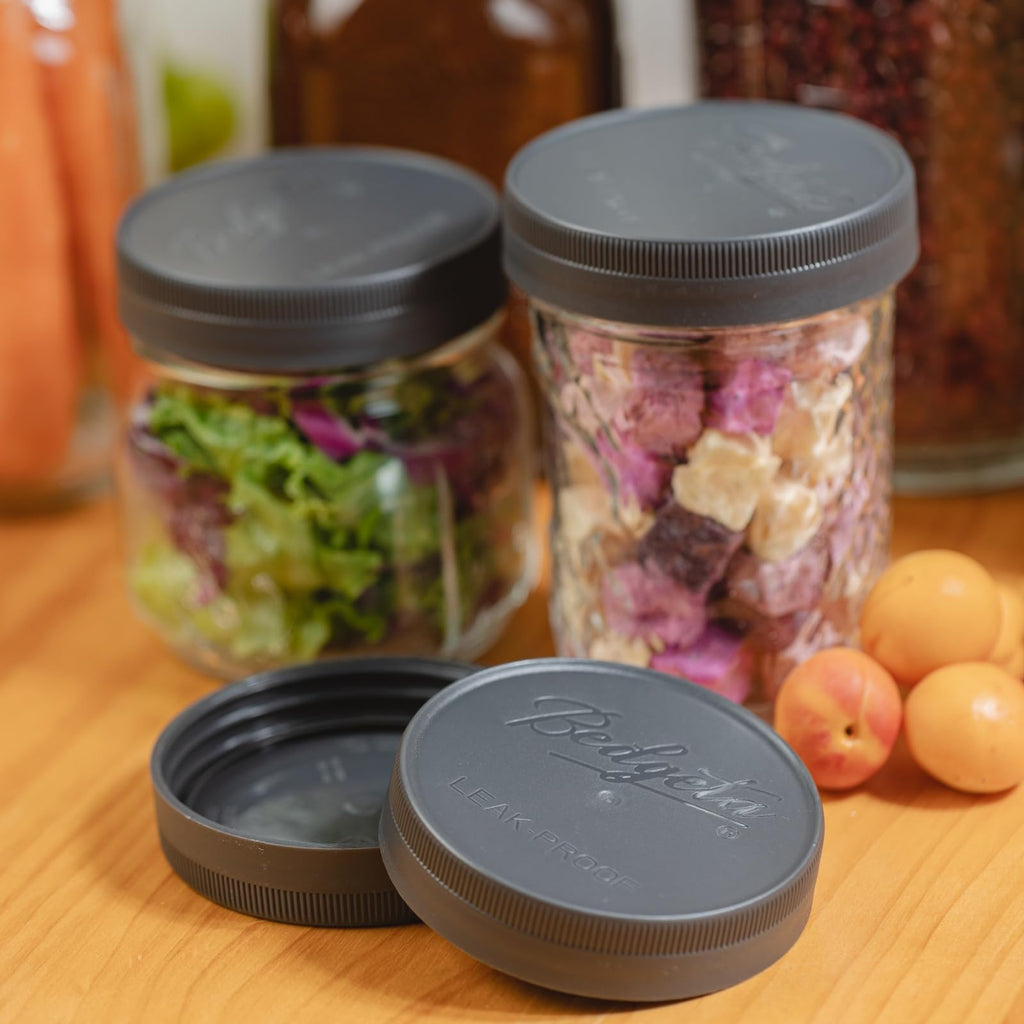 Yodecy 9 Pack Gray Wide Mouth Mason Jar Lids, One-Piece Lids, Plastic Mason Jar Lids Fit Ball, Kerr and More,Canning Lids(Gray)