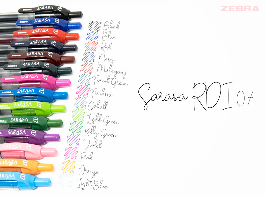 Zebra Pen SARASA Dry X20 Retractable Gel Pens, 0.7mm Medium Point, Assorted Ink Colours with Rapid Fast Dry Ink Technology, Ideal for the Left Handed, Elimates Smearing in Seconds, 14-Pack (46824)