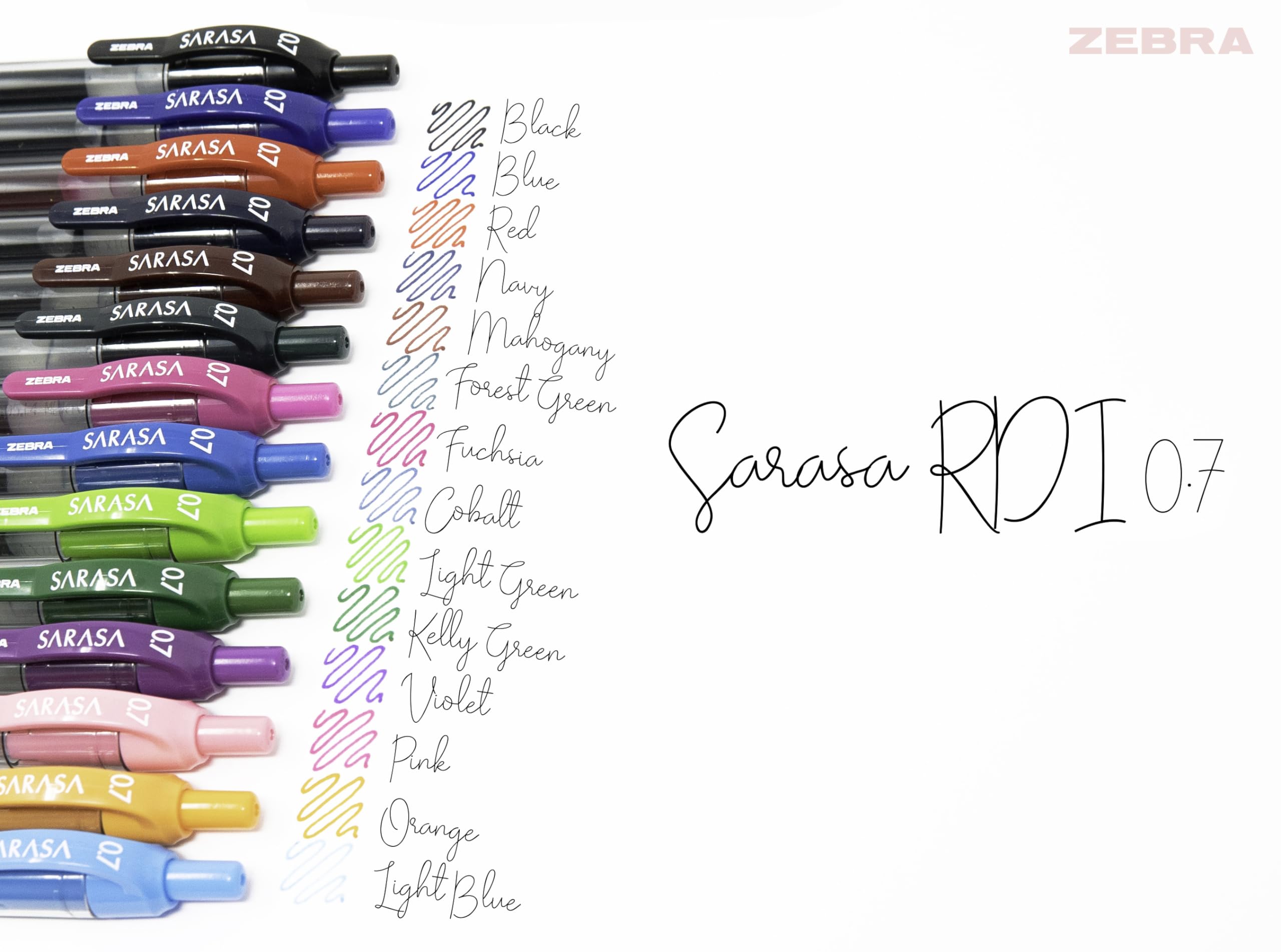 Zebra Pen SARASA Dry X20 Retractable Gel Pens, 0.7mm Medium Point, Assorted Ink Colours with Rapid Fast Dry Ink Technology, Ideal for the Left Handed, Elimates Smearing in Seconds, 14-Pack (46824)