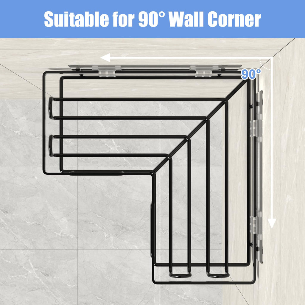 LOOBOV Shower Caddy Corner, Rustproof Shower Shelves, Bathroom Caddy No Drilling, Bathroom Organizers/Storage with Hooks (3 Pack- Black)