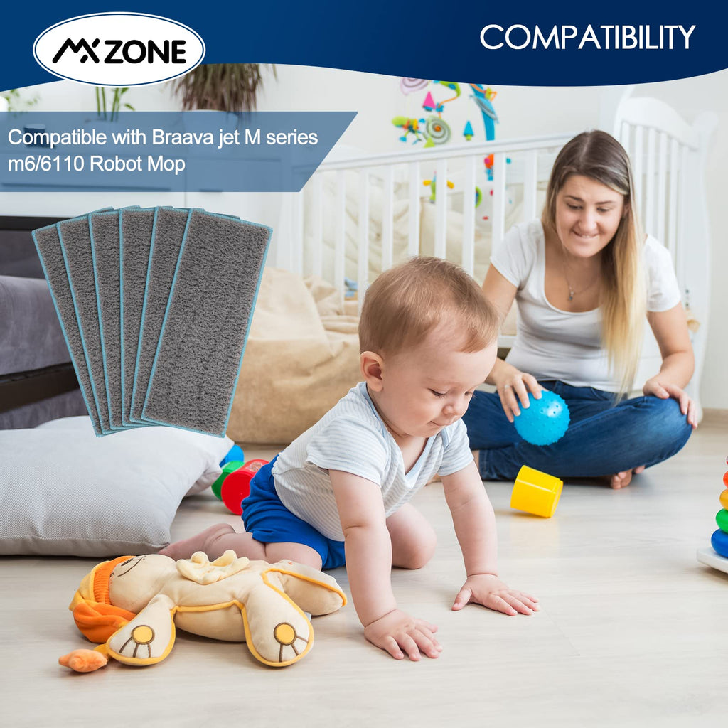 MXZONE Wet Mopping Pads Compatible for iRobot Braava Jet m6 6110 6012 6112 Ultimate Robot Mop, Brava Roomba mop Pads for iRobot Braava Jet m6 Cleaning Solution, 6 Pack