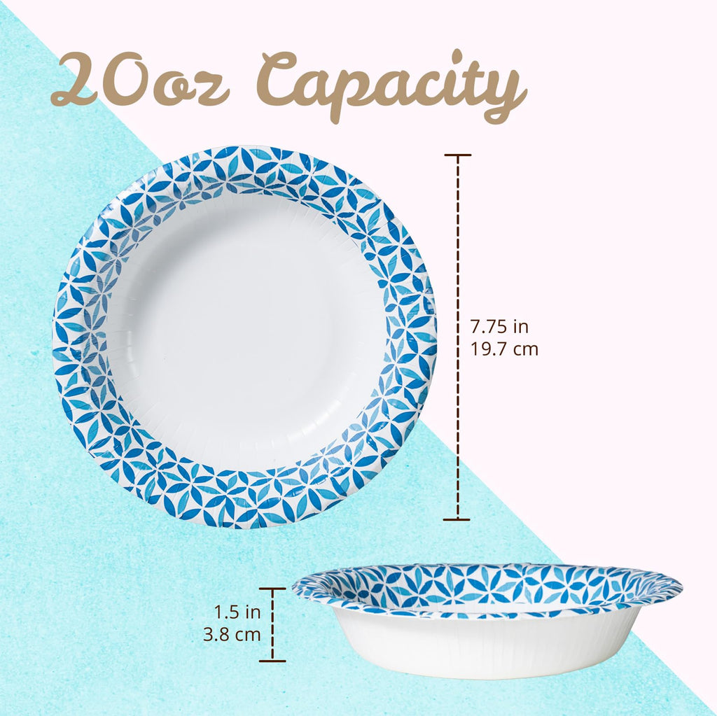 Paper Bowls, 591 ml, 150-Count, Microwave-Safe, Soak-Proof, Disposable Bowls with Infinity Petal Design, Great for Soup, Salad, Snacks, and Meals