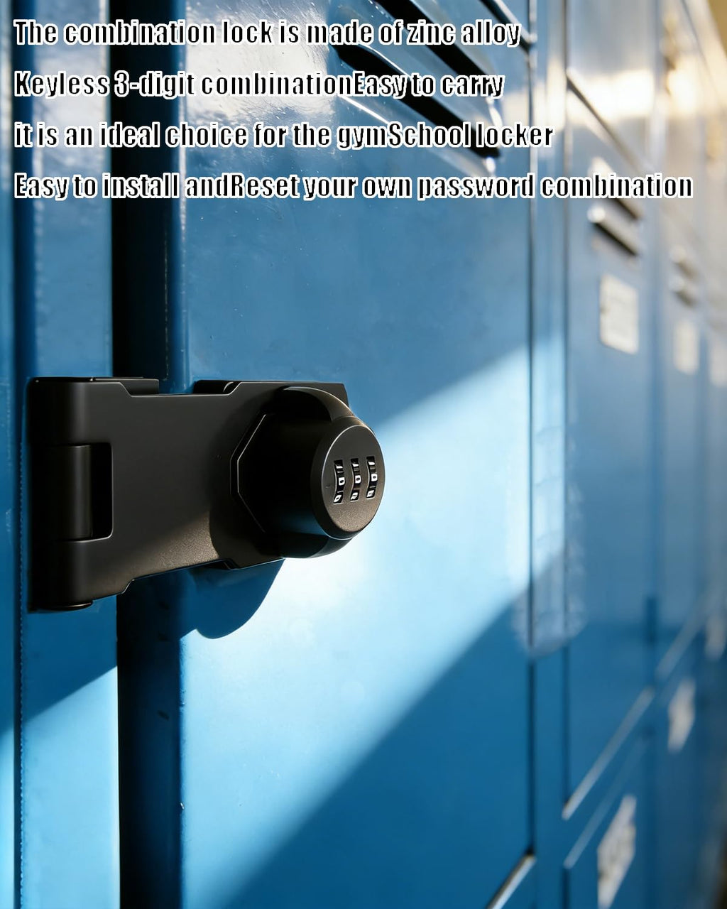 Mechanical Password Rotary Hasp Locks Cabinet Locks with Combination Door Suitable for School Gym Storage Cabinet Fence Toolbox Door Box (Black)