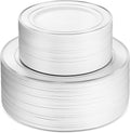 60Pcs Plastic Party Plates White Silver Rim, 30 Premium Heavy Duty 10.25 Inch Dinner Plates and 30 Disposable 7.5 Inch Dessert Appetizer Elegant Fancy Heavy Duty Wedding Plates