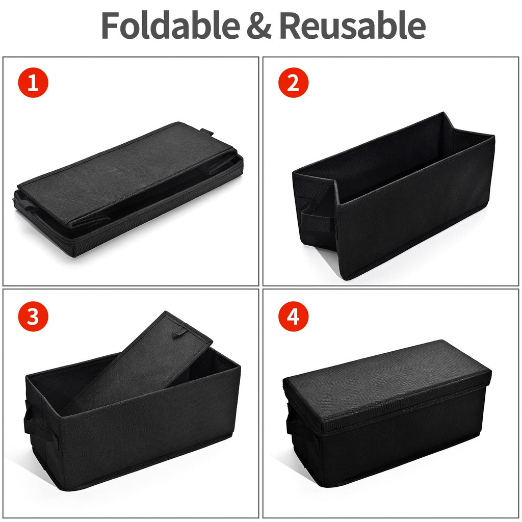 CD Storage Box with Lid,Stackable CD Case Holder with Handles for Dust Protection, Portable CD Organizer for Music Collection (Black, 2pack)