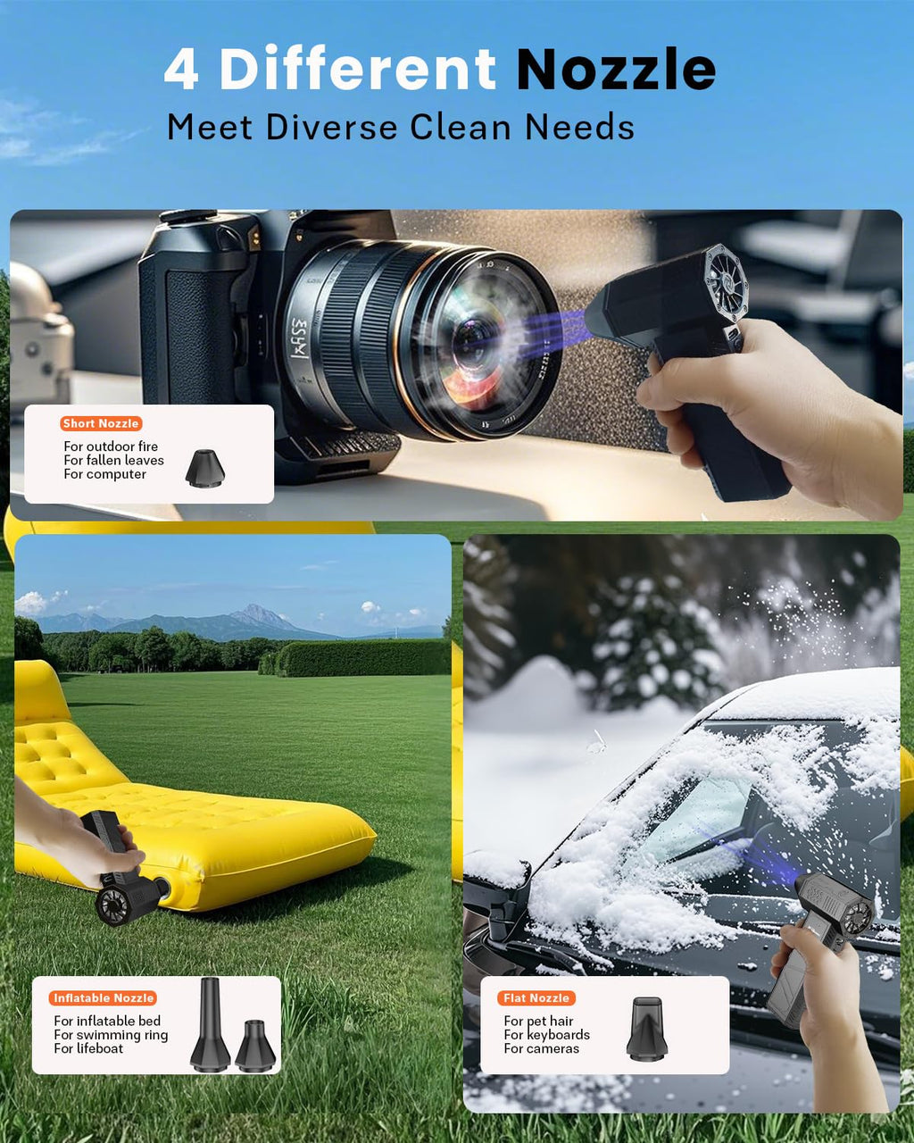 Compressed Air Duster 180,000 RPM – Cordless Handheld Electric Air Duster with Turbo Fan, Rechargeable Mini Turbo Air Blower for Cars, Computers, Keyboards, Outdoor & Home Cleaning