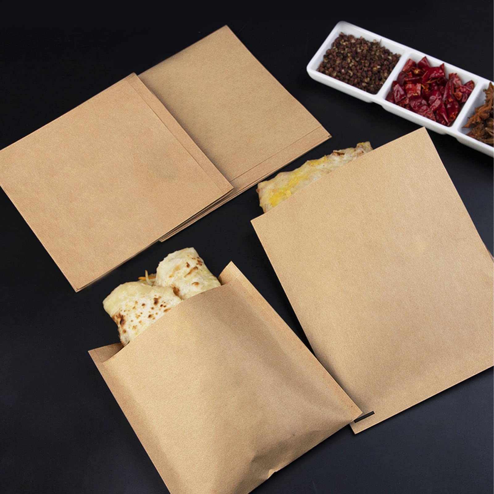 LoveBB Kraft Paper Treats Bags - 200 Pcs Brown Wax-lined Paper Packing Bags for Bakery Cookies, Bread, Snacks (5.9 x 7.9 inch)