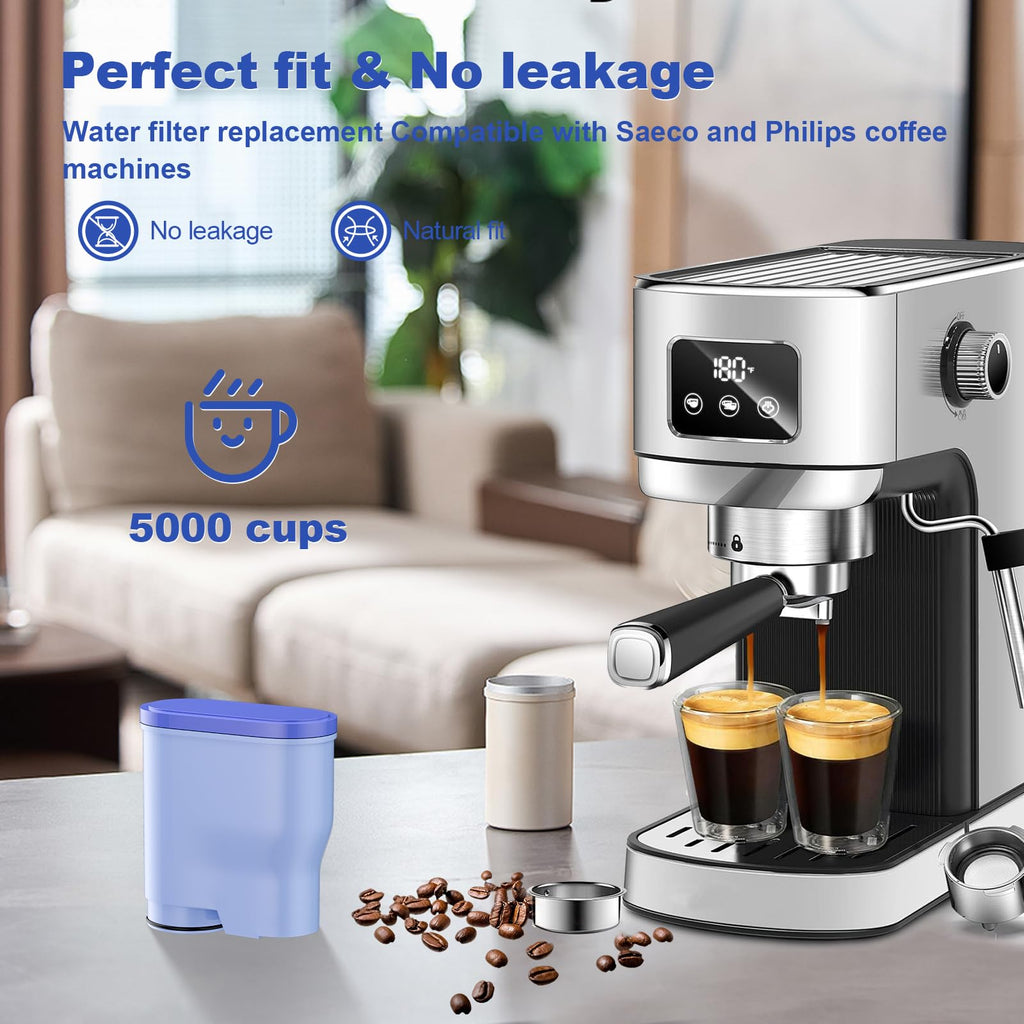 BREAUILL Espresso Coffee Water Replacement Filters Compatible with Philips Coffee Machine, Replacement Water Filter Compatible with Saeco AquaClean CA6903 (4PCS)