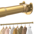 Closet Rods for Hanging Clothes, 17-54 inches Stepless Adjustable Metal Closet Rod, 1.3 Inches Heavy Duty Clothes Hanging Rod for Closet Wardrobes Laundry RV, Golden
