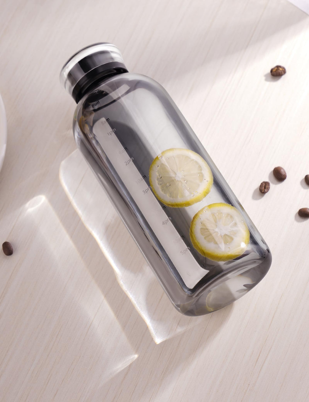 NiHome 750ml Borosilicate Glass Water Bottle with Caps, Stainless Straw, Brush and Silicone Lid, Leak-Proof Travel Bottle