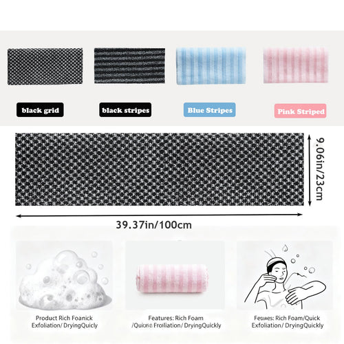 4PCS Blissal Exfoliating Shower Towel,Rip-Resistant Exfoliating Washcloth, African Net Sponge Loofah Body Scrub Exfoliator,Long Washcloth Back Body Scrubber for Men & Women