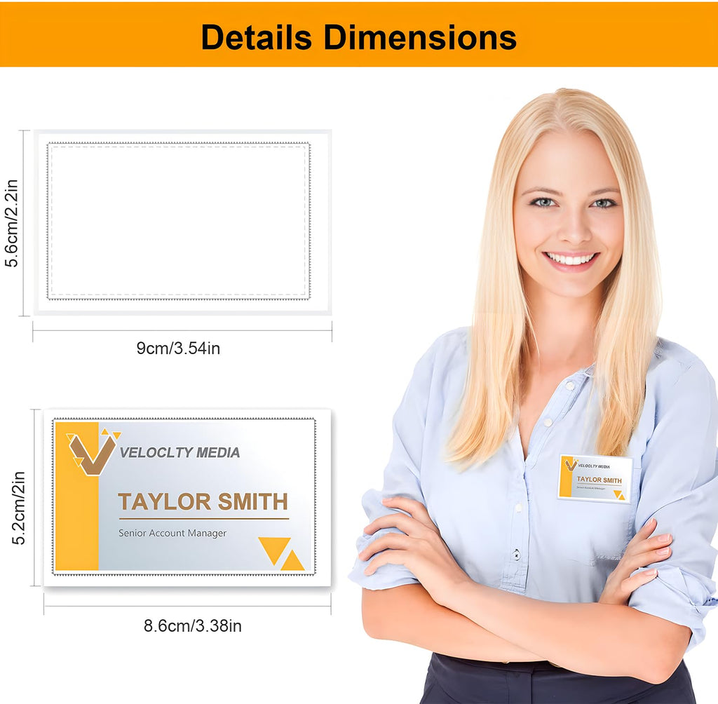 Fushing 50PCS Pin Style Combi Clip Horizontal Name Badge Holders with Inserts Fit The Avery 5390 Name Badge Inserts or 2-1/4 inch x 3-1/2 inch Cards