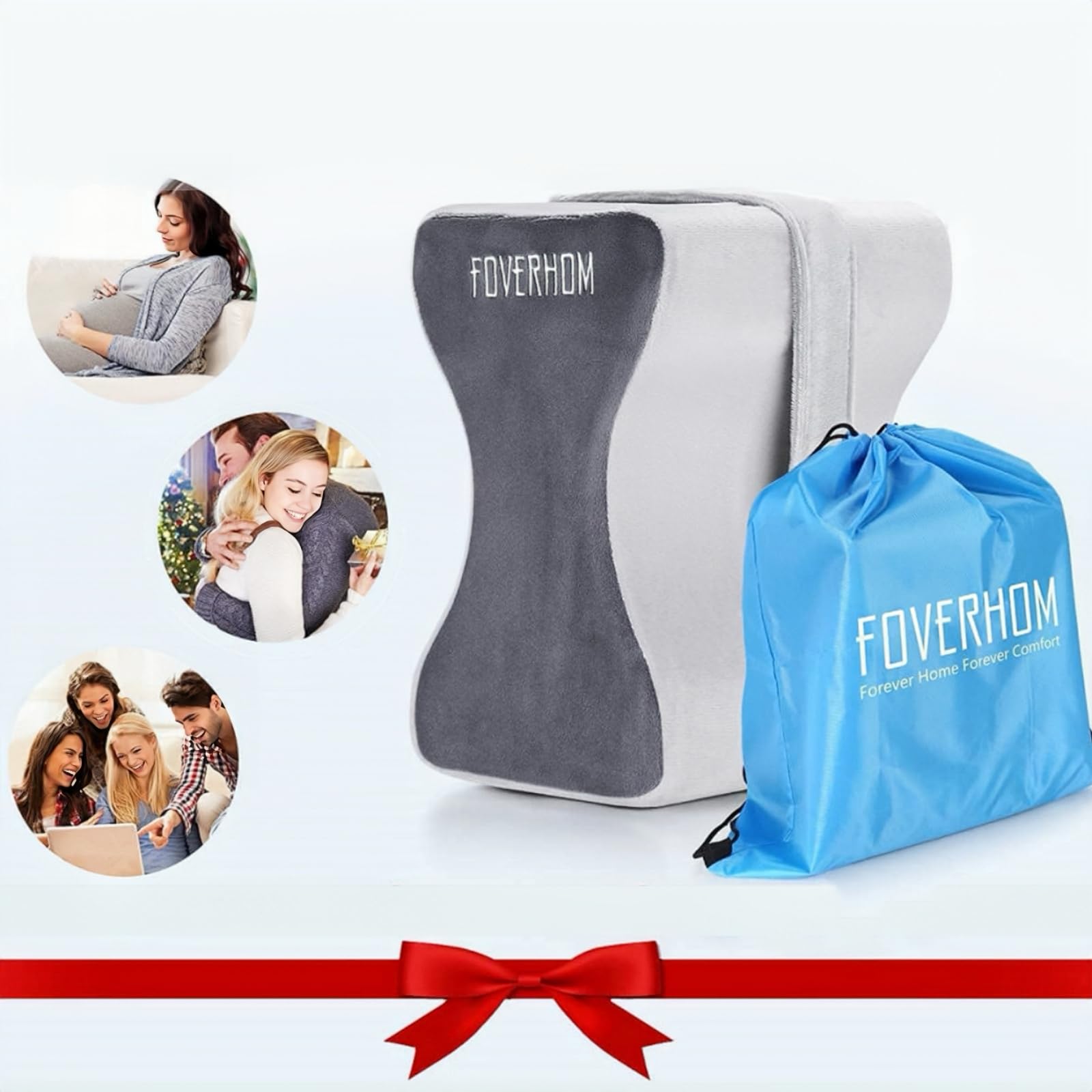 Foverhom Memory Foam Knee Pillow,Orthopedic Leg Pillow for Sciatica Relief,Back Pain, Pregnancy, Leg Pain, Hip Pain and Sciatica Relief