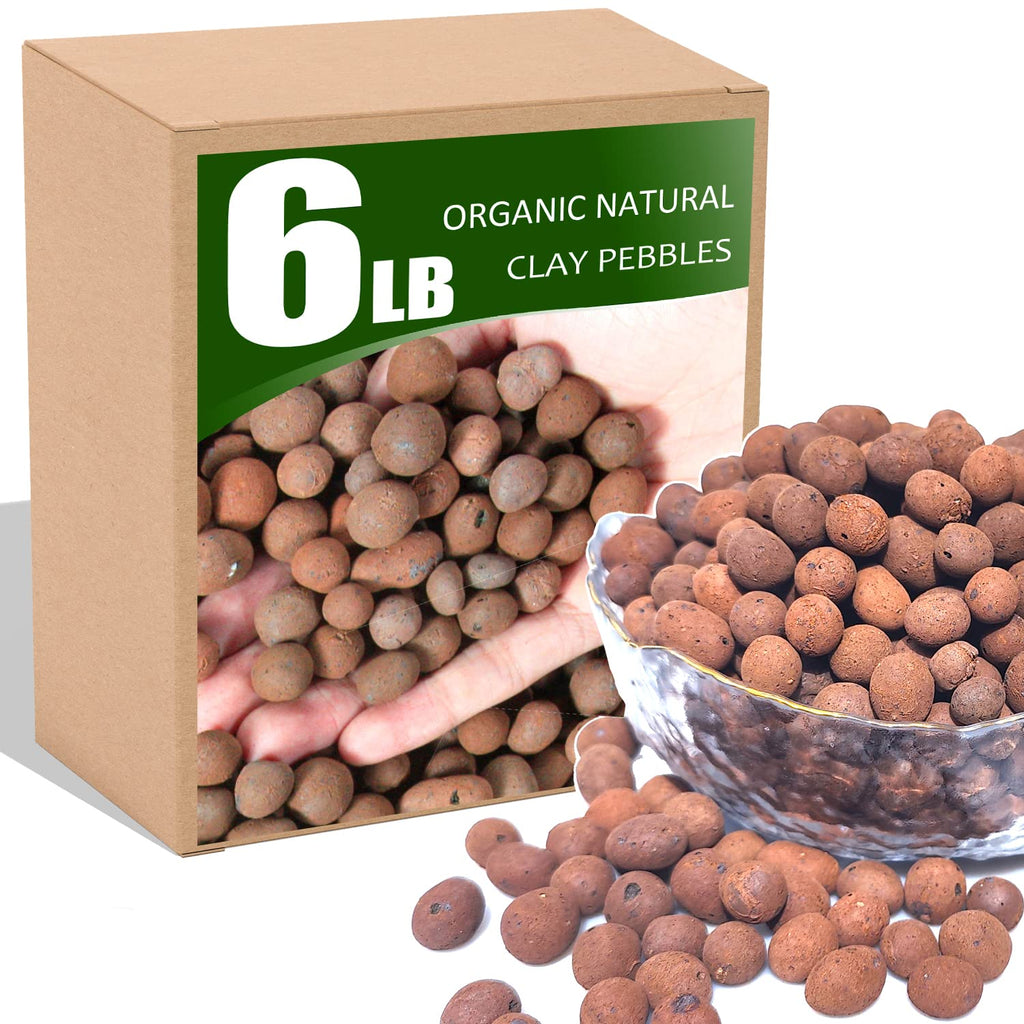 Organic Expanded Clay Pebbles,for Soil Hydroponic Rocks Orchids,Indoor Plants (6LB)