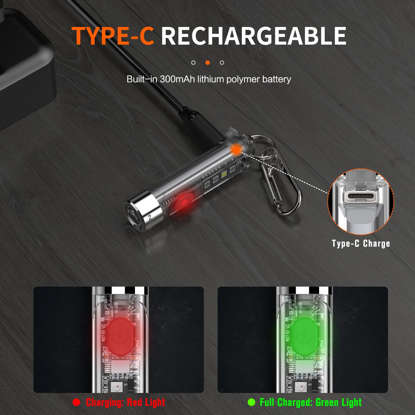 NICRON K11 Rechargeable Keychain Flashlight Lightweight,400 Hight Lumen with Extra 4 Sidelight, IPX4 EDC Mini Flashlight Be Used for Camping Outdoors Emergency Daiy Use
