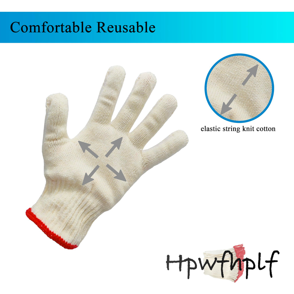 HPWFHPLF Safety Work Gloves, 24 Pack Cotton Working Gloves - Reusable, Washable, Seamless Knit Gloves for Men & Women (24, Universal)