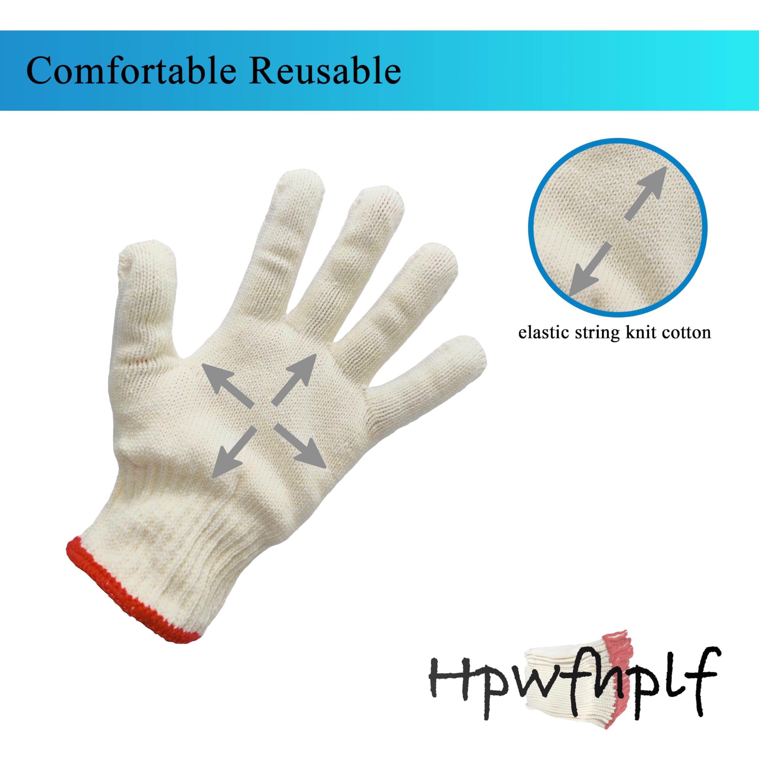 HPWFHPLF Safety Work Gloves, 24 Pack Cotton Working Gloves - Reusable, Washable, Seamless Knit Gloves for Men & Women (24, Universal)