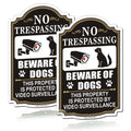 Clotide 2 Pack Beware of Dogs Sign, 12" x 8" Rust Free Aluminum Metal No Trespassing Private Property Sign, UV Protected and Weatherproof, Durable Ink, Easy to Install, Indoor/Outdoors Use (Black)