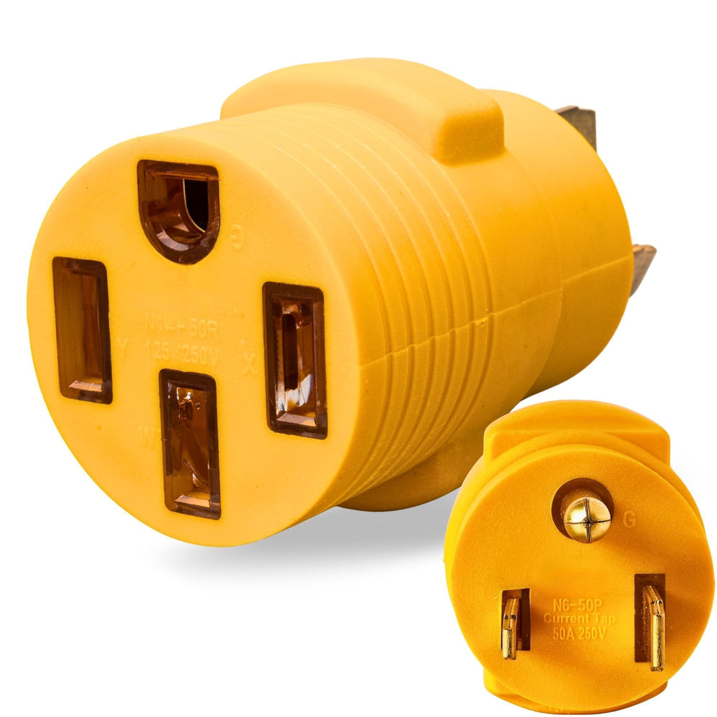 MECMO NEMA 6-50P to 14-50R EV Charger Adapter, 240V 50 Amp 3 Prong Welder Plug to 4 Prong EV Charging Connector, Portable Compact Adaptor Converts Welding Machine Inlet to 4-Prong 50A