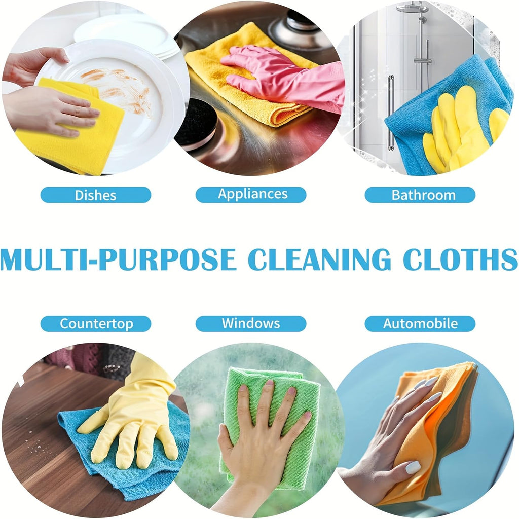 Microfiber Cleaning Cloths, 50 Pack Cleaning Rags Towels Bulk Absorbent Lint-Free Washcloths, All-Purpose Washable Car Cloth Wipes for Detailing, Office, Household 11.5" x 11.5"