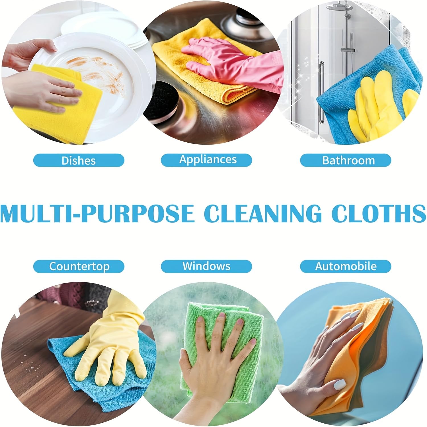Microfiber Cleaning Cloths, 50 Pack Cleaning Rags Towels Bulk Absorbent Lint-Free Washcloths, All-Purpose Washable Car Cloth Wipes for Detailing, Office, Household 11.5" x 11.5"