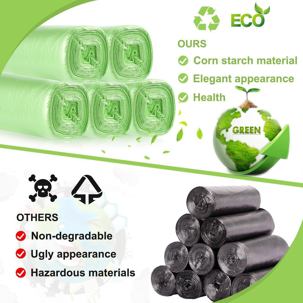 2.6 Gallon Trash Bags 200 Count, Garbage Bags, Recyclable Kitchen Garbage Bags, Suitable for Yard Trash Cans, Offices, Lawns, Bathrooms, Outdoor, Camping