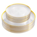 LIYH 60 Pcs Clear and Gold Plastic Plates Heavy Duty Clear Disposable Plates for Party Gold Plastic Plate for Wedding Birthday Include 30 Dinner 30 Dessert Plate