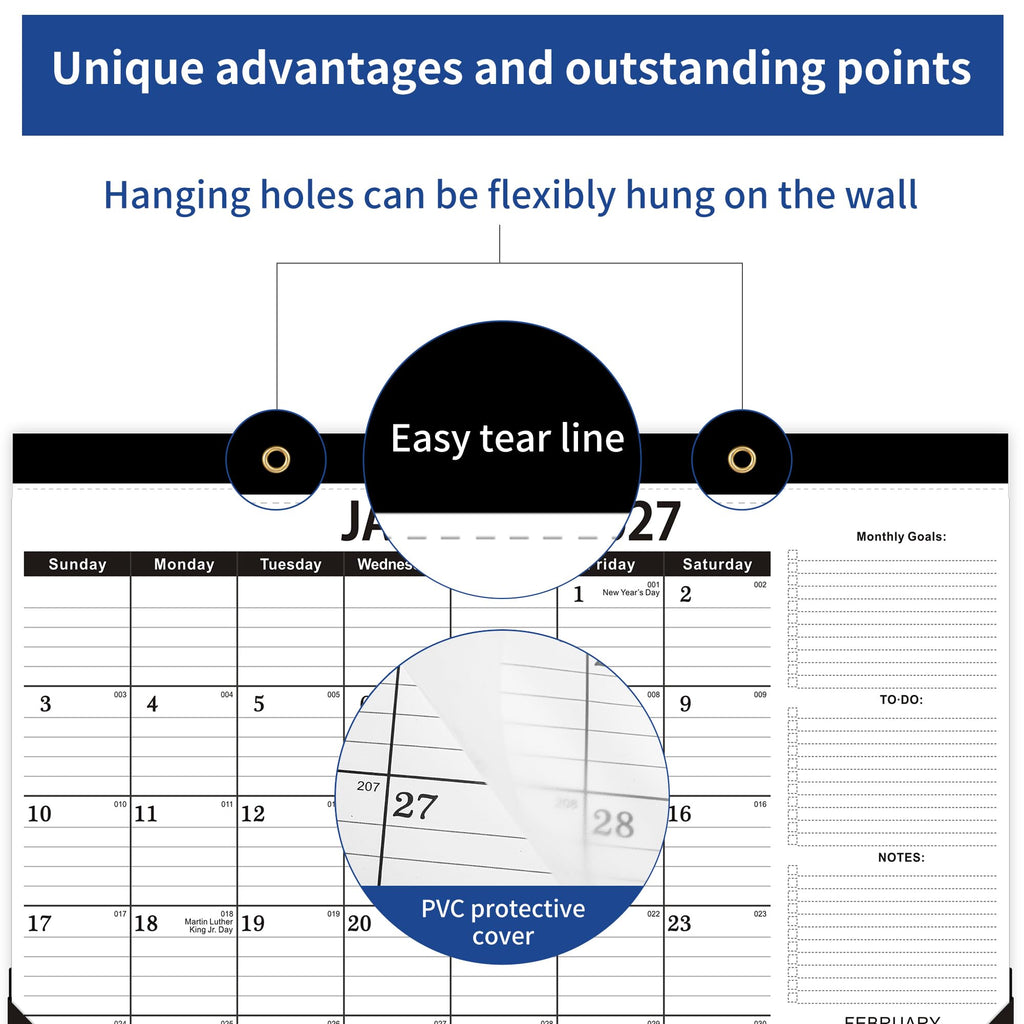 Wabhas Desk Calendar 2026-2027,July 2026 to December 2027,Desk Calendar 2026-2027 with to-do List,18 Months Calendar 2026-2027,17" x 12" Calendar 2026